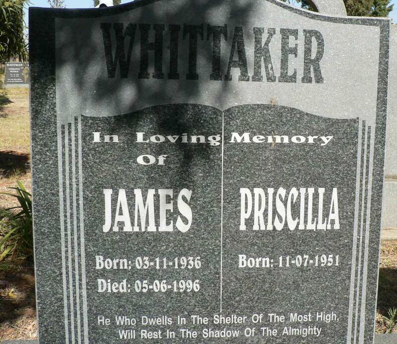 WHITTAKER James 1936-1996 & Priscilla 1951-