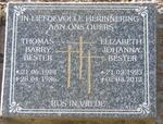 BESTER Thomas Barry 1924-1986 & Elizabeth Johanna 1923-2012