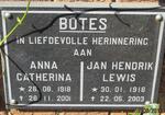 BOTES Jan Hendrik Lewis 1916-2003 & Anna Catherina 1918-2001