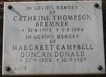 BREMNER Cathrine Thompson 1905-1984 :: DONALD Margaret Campbell Duncan 1903-1985