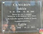 CAMERON Sakkie 1940-2005 & Lettie 1940-2013