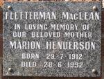 FLETTERMAN Marion Henderson, formerly MacLEAN 1912-1992