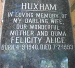 HUXHAM Felicity Alice 1940-1993