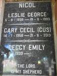 NICOL Leslie George 1939-1993 & Peggy Emily 1939- :: NICOL Gary Cecil 1956-2013