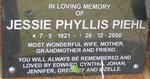 PIEHL Jessie Phyllis 1921-2000
