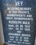 VEY Rudolph Max 1912-1990 & Johanna Maria 1916-1998