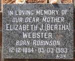WEBSTER Elizabeth J. nee ROBINSON 1894-1993
