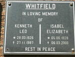WHITFIELD Kenneth Leo 1926-1987 & Isabel Elizabeth 1928-2003