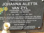 ZYL Johanna Aletta, van voorheen LOTTERING nee HAMMOND 1938-2001