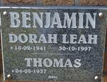 BENJAMIN Thomas 1937- & Dorah Leah 1941-1997
