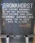 BRONKHORST Henning Cornelius 1929-1992