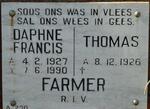 FARMER Thomas 1926- Daphne Francis 1927-1990