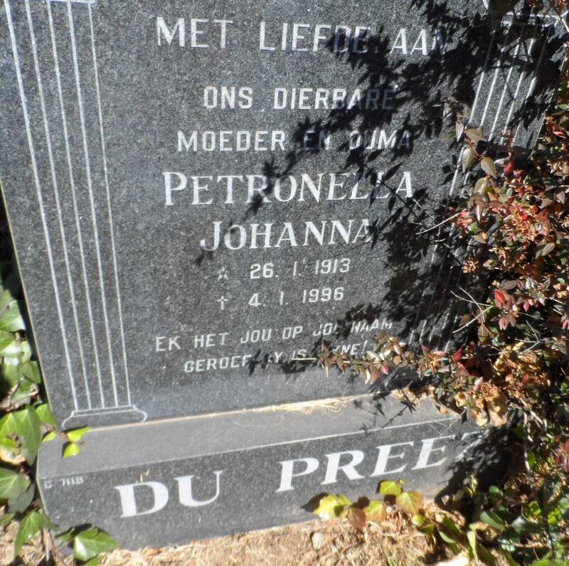 PREEZ Petronella Johanna, du 1913-1996