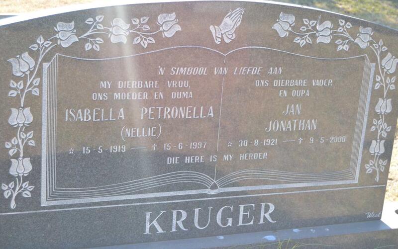 KRUGER Jan Jonathan 1921-2000 & Isabella Petronella 1919-1997