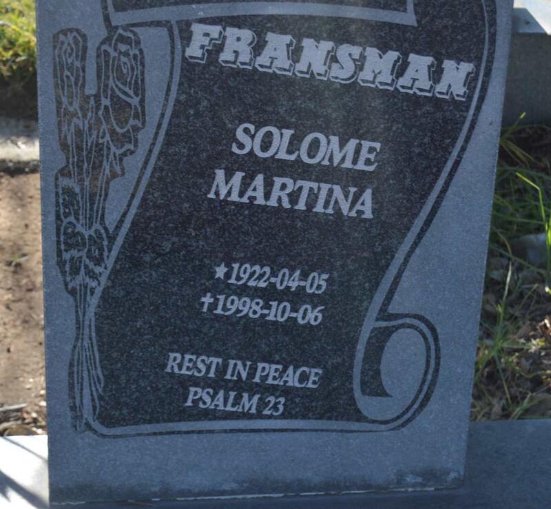 FRANSMAN Solome Martina 1922-1998