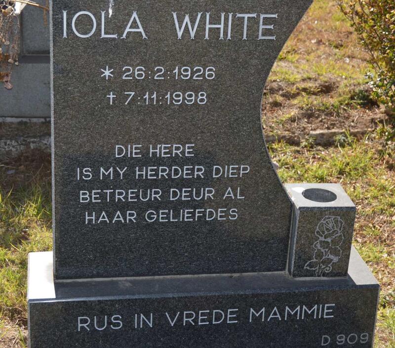 WHITE Iola 1926-1998