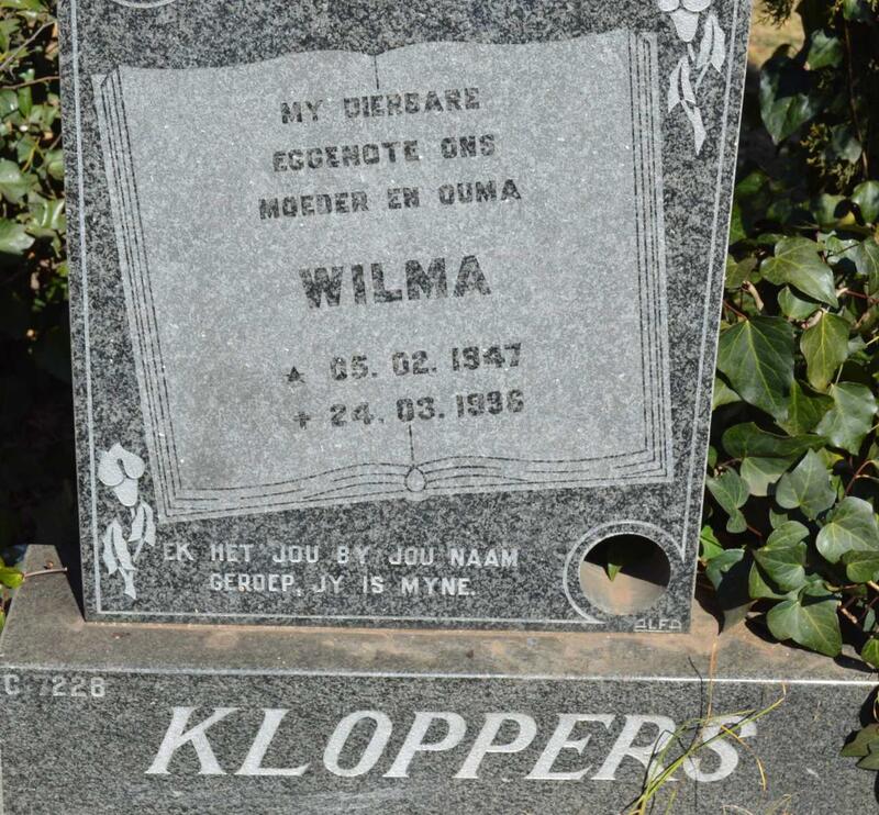 KLOPPERS Wilma 1947-1996