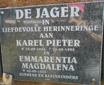 JAGER Karel Pieter, de 1936-1998 & Emmarentia Magdalena 1935-
