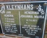KLEYNHANS Jan Hendrik 1923-2002 & Hendrina Johanna Maria 1927-