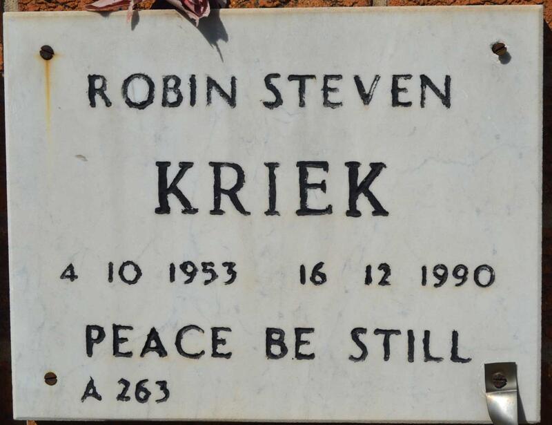 KRIEK Robin Steven 1953-1990