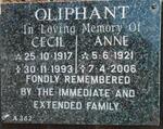 OLIPHANT Cecil 1917-1993 & Anne 1921-2006