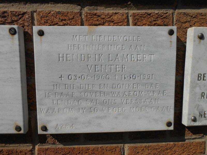VENTER Hendrik Lambert 1960-1991