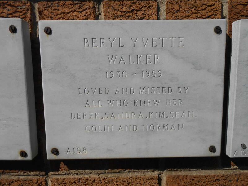 WALKER Beryl Yvette 1930-1989