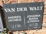 WALT Andries Jacobus, van der 1931-1999 & Johanna Maria Etresia 1933-2000