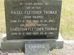 THOMAS Hazel Fletcher nee HARRIS 1924-1991 :: THOMAS Christian Fletcher 1953-1961 :: THOMAS Christie
