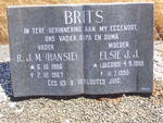 BRITS R.J.M. 1906-1967 & Elsie J.J. JACOBS 1909-1990