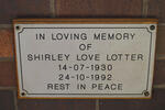 LOTTER Shirley Love 1930-1992