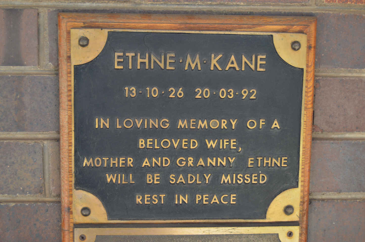 KANE Ethne M. 1926-1992