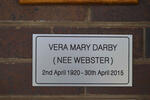DARBY Vera Mary nee WEBSTER 1920-2015