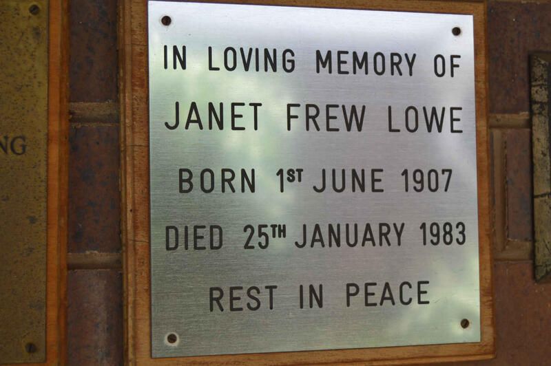 LOWE Janet Frew 1907-1983