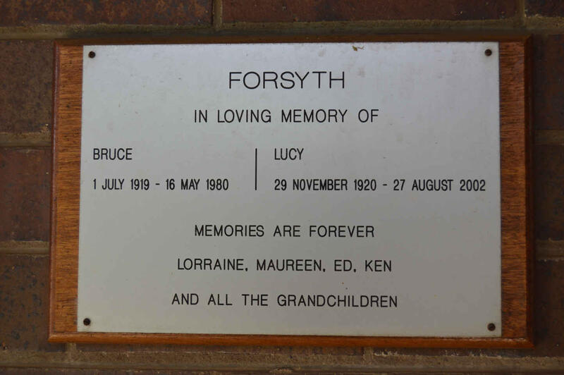 FORSYTHE Bruce 1919-1980 & Lucy 1920-2002