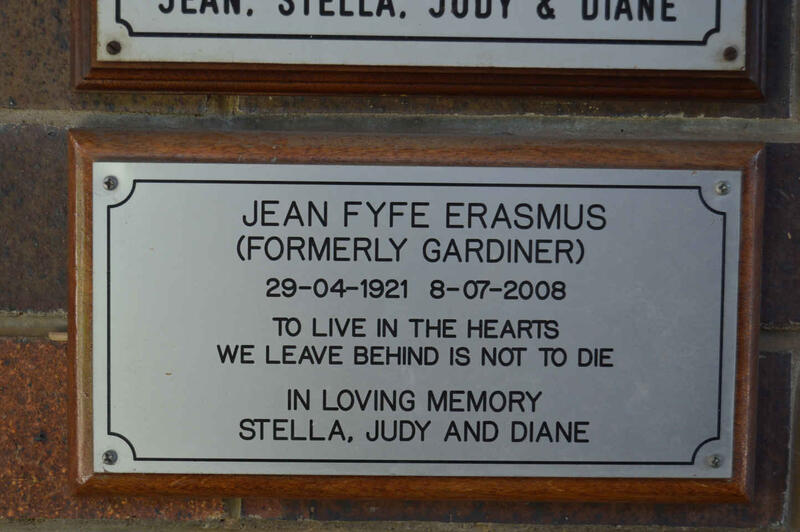 ERASMUS Jean Fyfe formerly Gardiner 1921-2008