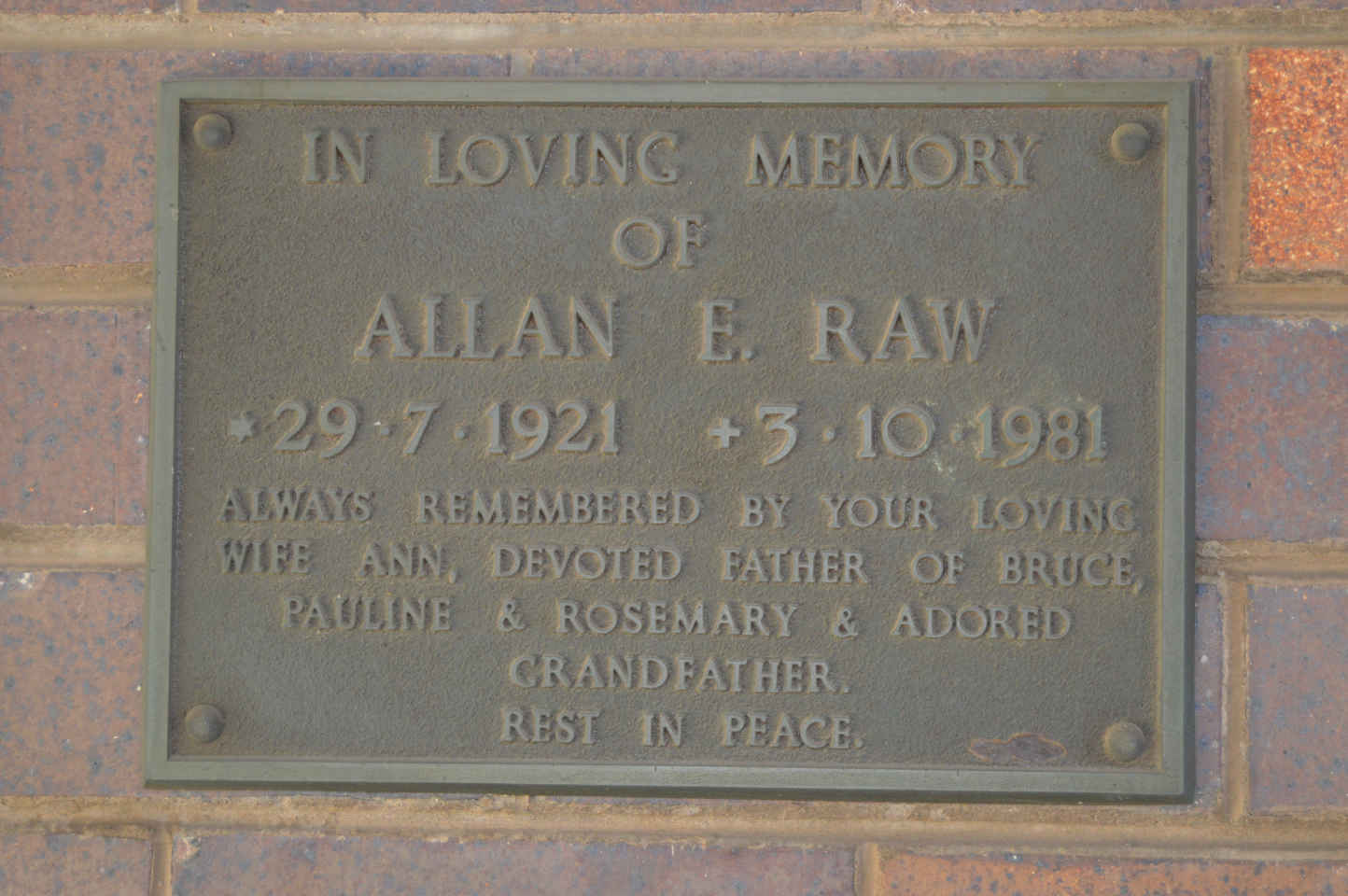 RAW Allan E. 1921-1981