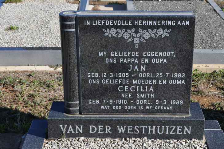 WESTHUIZEN Jan, van der 1905-1983 & Cecilia SMITH 1910-1989