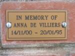 VILLIERS Anna, de 1900-1995