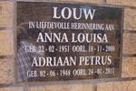 LOUW Adriaan Petrus 1948-2011 & Anna Louisa 1951-2000