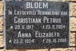 BLOEM Christiaan Petrus 1917-2004 & Anna Elizabeth 1924-2008