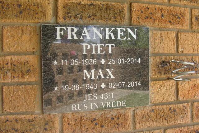 FRANKEN Piet 1936-2014 & Max 1943-2014