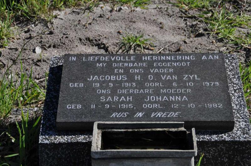 ZYL Jacobus H.O., van 1913-1979 & Sarah Johanna 1915-1982