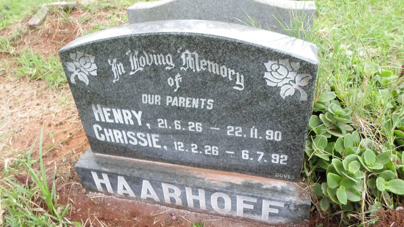 HAARHOFF Henry 1926-1990 & Chrissie 1926-1992