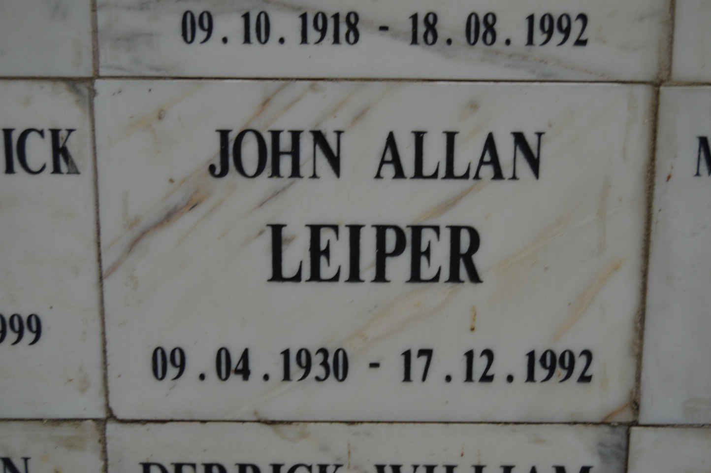 LEIPER John Allan 1930-1992
