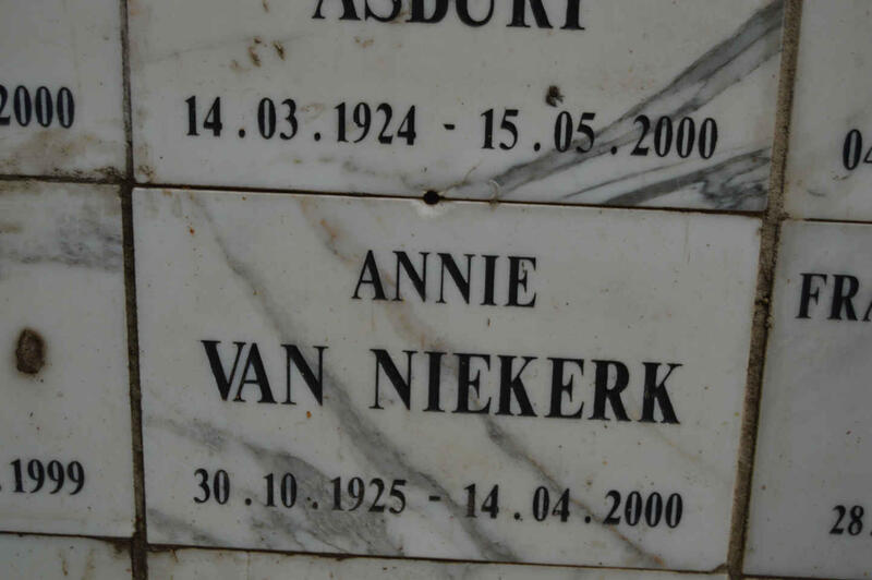 NIEKERK Annie, van 1925-2000