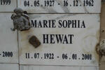 HEWAT Marie Sophia 1922-2001