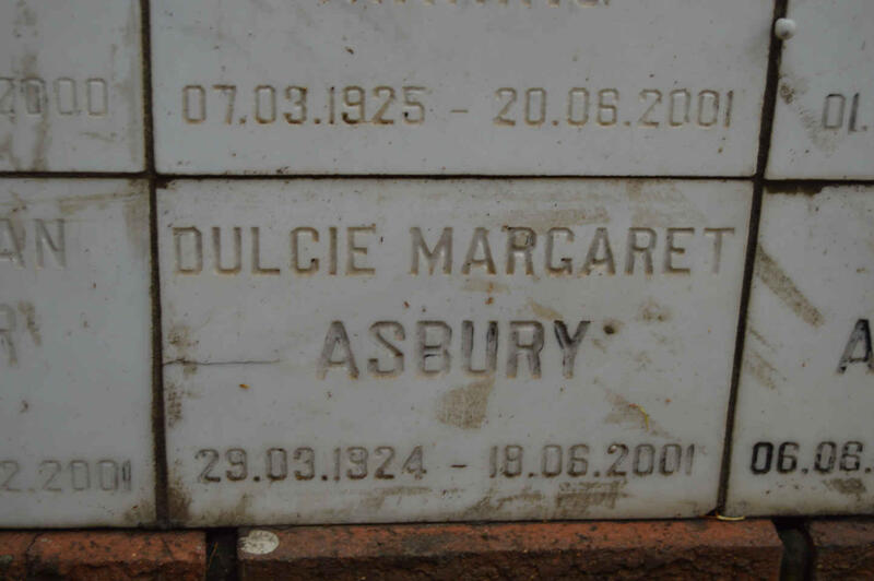 ASBURY Dulcie Magaret 1924-2001