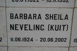 NEVELING Barbara Sheila nee KUIT 1924-2002