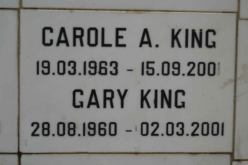 KING Gary 1960-2001 & Carole A. 1963-2001